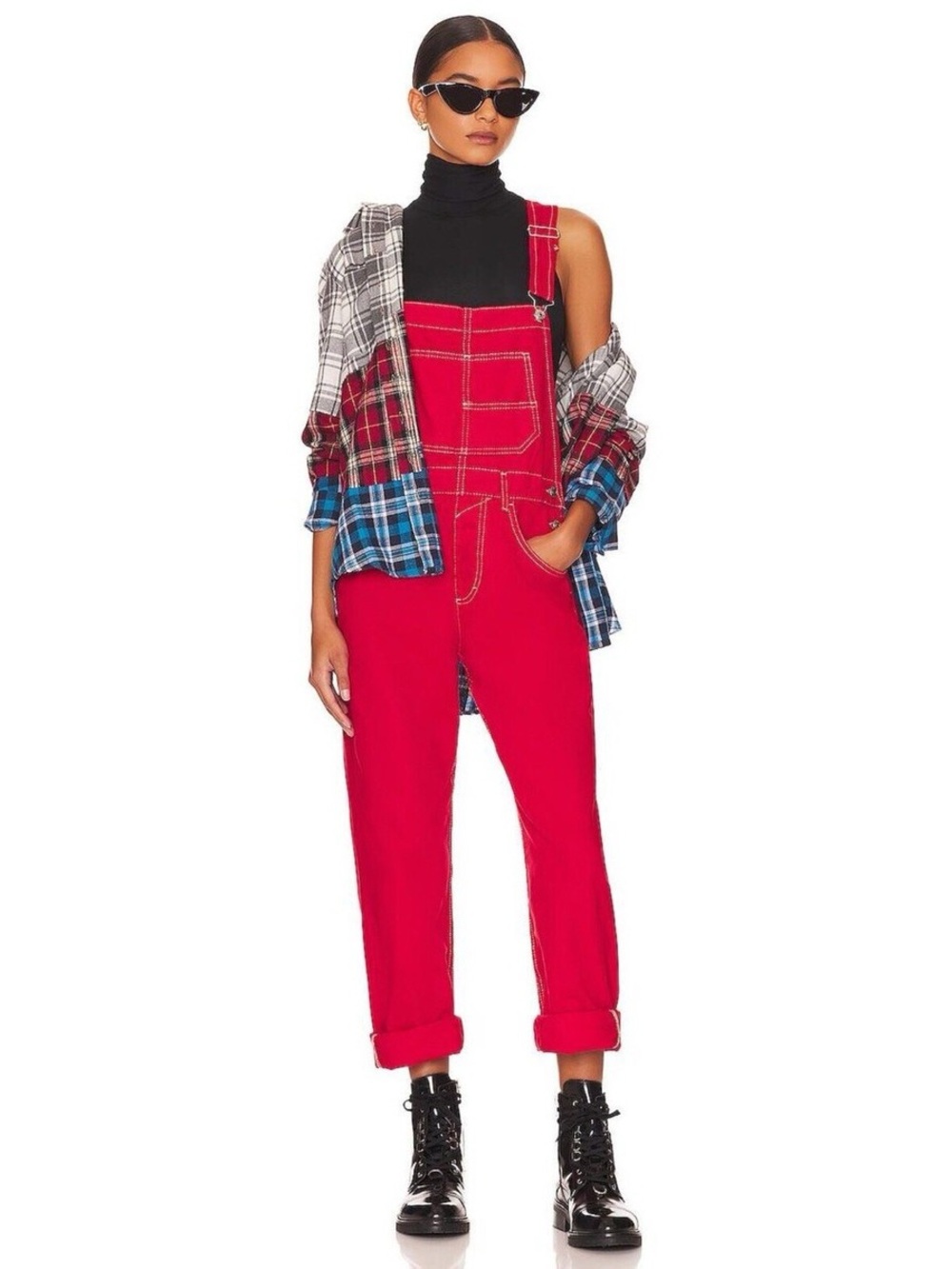 We The Free Ziggy Denim Overalls Heart Eyes Red